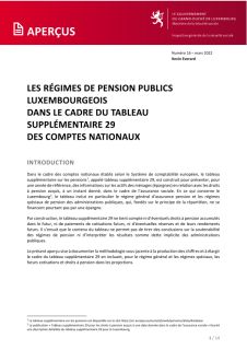Les régimes de pension publics luxembourgeois dans le cadre du tableau supplémentaire 29 des comptes nationaux