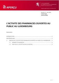 Aperçu no 22 - L'activité des pharmacies ouvertes au public au Luxembourg